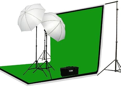 ePhoto Photography Video Continuous Light Lighting Muslins Background Support Stand Kit with Video Photo Chromakey Green Screen H69