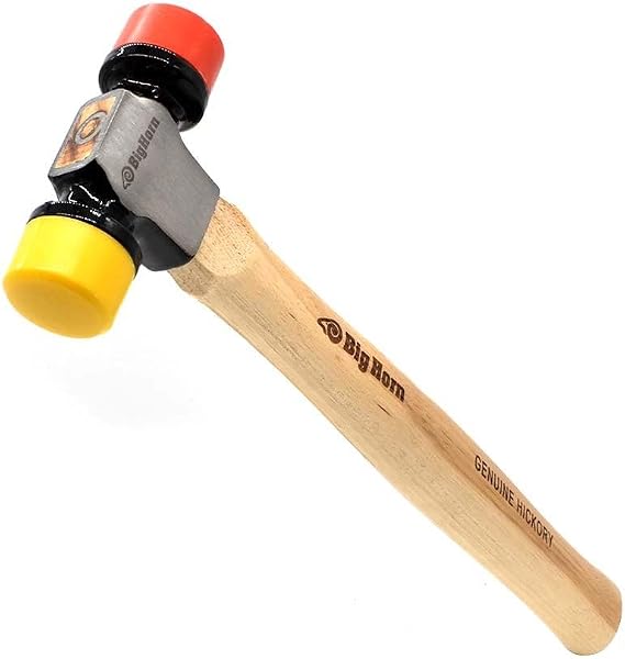 Big Horn 15129 12 Oz Double Face Non Marring Mallet, Hickory Handle, Forged Steel Head