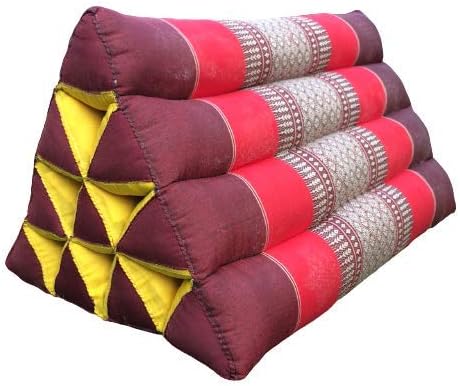 Traditional Thai Triangle Cushion Pillow Kapok Filling Handcraft (Red)
