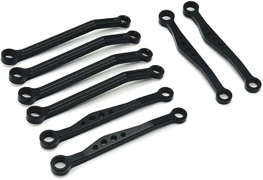 for WPL C64 C64-1 Metal Chassis Link Rod Pull Rod Set 1/16 RC Car Upgrade Parts Accessories(Black)