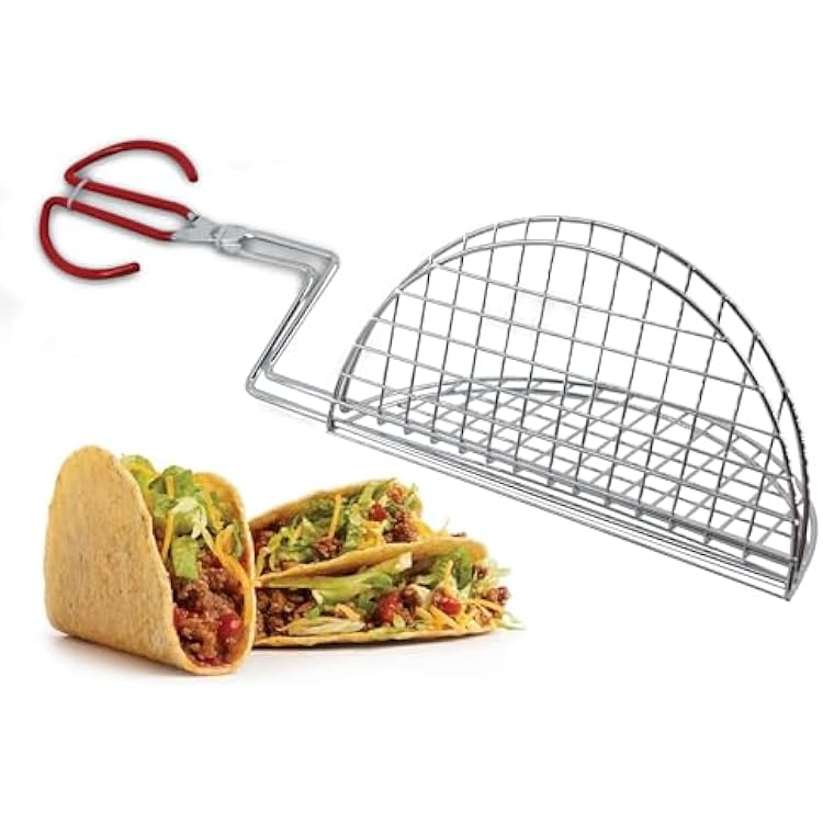 Taco Shell Tongs for Frying by StarBlue - 8 Inch Easy-Grip Tool for Making Crispy Taco Shells - Heat-Resistant and Dishwasher Safe