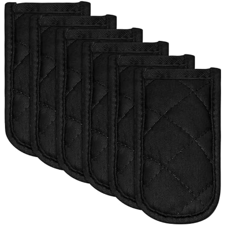 R HORSE 6Pcs Hot Handle Covers Black Heat Resistant Pot Sleeve Grip Cotton Cast Iron Skillet Handle Holder Non-Slip Machine Washable Sleeves Mitts for Kitchen Baking Cooking BBQ Cookwares