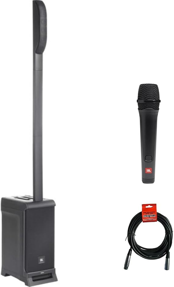 JBL IRX ONE 1300W Powered Column Array PA System with Mixer and Bluetooth Streaming Bundle with JBL Wired Dynamic Vocal Mic and XLR Cable