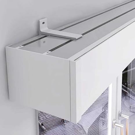 Heavy Duty Wall Mount Curtain Rod Box - Double Track & Bracket, Stylish Curtain Rail Pole Cover for Room Divider, Elegant Home Decor Solution