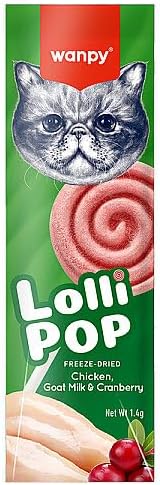 Wanpy Kediler İçin Dondurularak Kurutulmuş Lolipop - Kızılcık - 1.4 g*10'lu