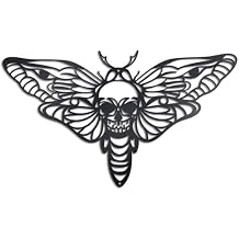 OYEFLY Death Head Moth Metal Wall Decor,Black Gothic Skull Butterfly Wall Decor (style 2)