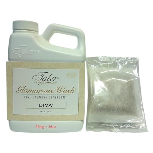 Tyler Candle Glamorous Liquid Wash Detergent Wash, Liquid, Diva, 16 Fl ozwith Dryer Sachet Single Pouch