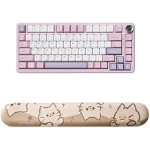 YUNZII B75 PRO Wireless Mechanical Keyboard(Milk Switch,Purple), Keyboard Wrist Rest(Cat)