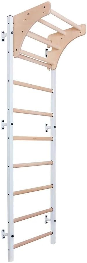 711W Certified Wallbar, Stall Bar, Power Tower, Gymnastic Ladder, Multifunctional Equipment with Steel Frame and Beech Wooden Pull Up Bar, Chin Up Bar for Hanging Exercises, Garage