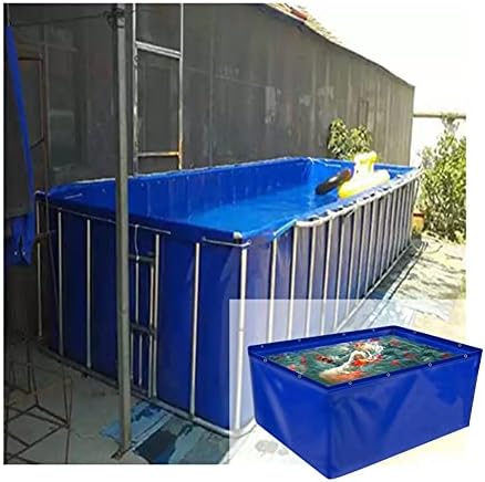 Temporary Waterproof Canvas Holding Tank, Outdoor Fish Pond Storage Tank Foldable Fish Pond, 0.5mm Heavy Duty Tarp Water Storage Pool for Saltwater Fish, Koi Turtles with Drain