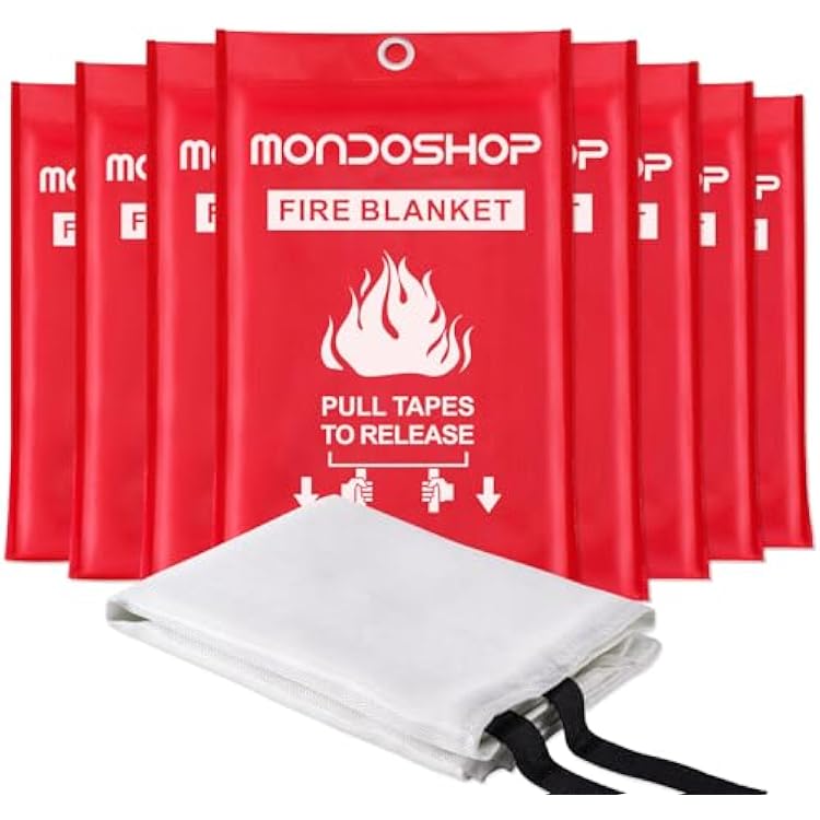Emergency Fire Blanket for Camping Grill - Mondoshop Fire Retardant Blankets for Home Kitchen - Fireproof Blanket for Picnic, Grill, Car, Office, Warehouse, School, Fireplace