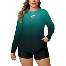 JOYBIK Women Plus Size Long Sleeve Rash Guard Built in Bra Swim Shirt and Shorts with Pockets UPF50+ Two Piece Swimsuit
