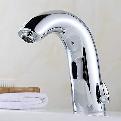 Automatic Sensor Infrared Modern Kitchen Sink Hot Cold Water Tap Touchless Inductive Electric Bathroom Basin Mixer Faucets Deck Mounted Lavatory Washbasin Basin Mixer Faucet