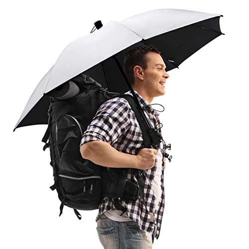 G4Free 46 Inch Large Hiking Umbrella Ultralight UV Silver Reflective Full-size Trekking Backpacking Umbrella