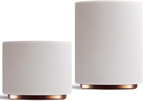 Fellow Monty Milk Art Cups Bundle - Matte White with Copper Base - Double Wall Ceramic Cappuccino Mugs - 6.5oz & 11oz - Set of 2