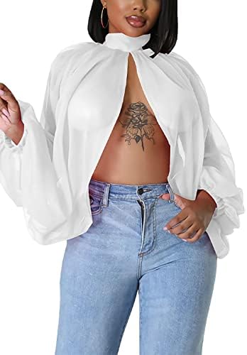 Ecirod Chiffon Tops for Women Trendy Floral Print Blouse Batwing Long Sleeve Sexy T-Shirt