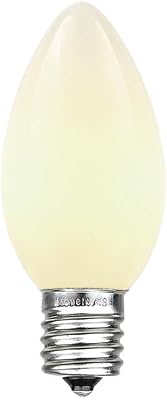 Novelty Lights Ceramic Christmas Replacement Bulbs - Outdoor Individual Bulbs for Events, Holiday Parties, Patios, and More - C7E12 Candelabra Base, 5 Watt Lights White, 25 Pack