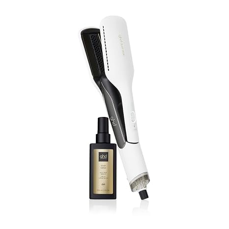 ghd Duet Style Power Couple Duet 2-in-1 Hot Air Hair Styler (White) with Sleek Talker Wet to Sleek Hair Styling Oil (3.2 fl. Oz.)