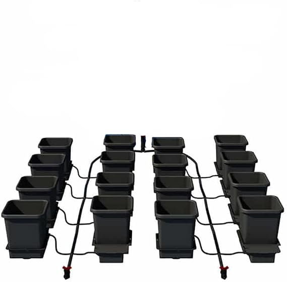 AutoPot 16 Pot System with 3.9 Gallon Pots and NO Flexi Tank - Self-Watering Gravity-Fed Hydroponic Indoor System, Black