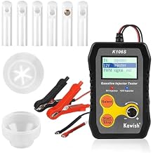Universal Fuel Injector Tester and Cleaner Tool Kit, DIY Cleaning Tool Kit for PWM, Adjustable Pulse Width Freq & Count, 5 Modes, 6 Size Cleaning Adapters,12V/5V Output Power