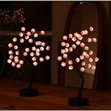 2 Pack Cherry Blossom Tree Lamp, 18inch 36 Led Bonsai Tree Lights, Battery/USB Operated Japanese Decor Night Lights for Teacher Appreciation Graduation Back to School Bedroom Home Gift, Warm White