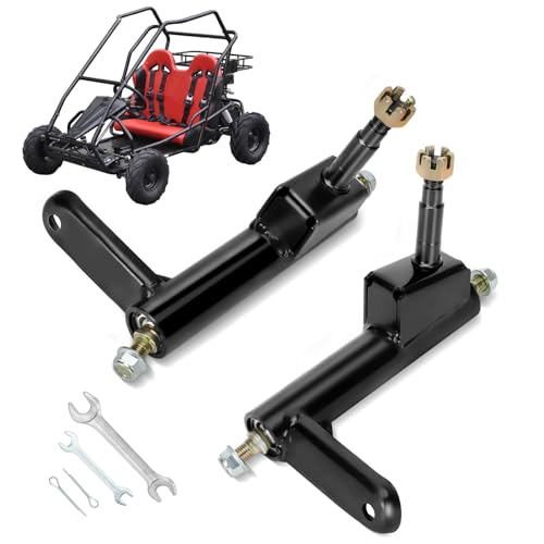 Left & Right Steering Knuckle Spindle Kit Compatible with Coleman KT196 Go Kart 196cc 6.5HP CK196-T Gas Powered Off Road 4 Wheeler Quad Go Cart for Suspension Accessories with Ball Joint Parts