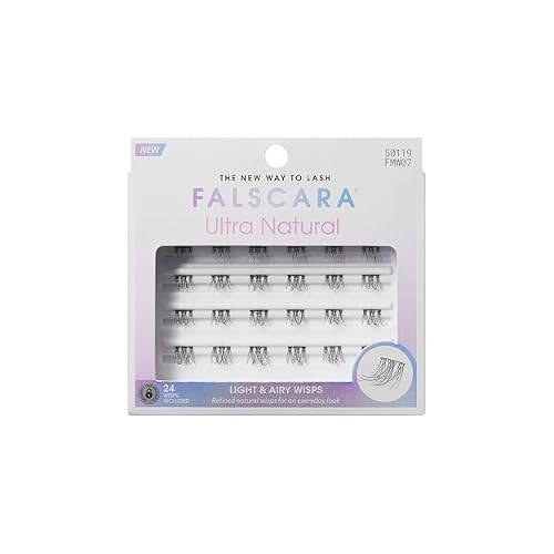 FALSCARA Ultra Natural False Eyelashes, Lash Extension Kit, Light & Airy Ultra Natural Volume Lash Clusters, 8mm-10mm-14mm, Water Resistant, 30 Lash Clusters