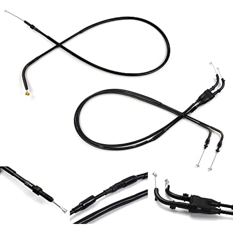 zurio Throttle Cable and Clutch Cable for Yamaha MT09 MT-09 FZ09 FZ-09 2014-2017 Motorcycle Replacement Accessories Stainless Wire Lines Rubber Black