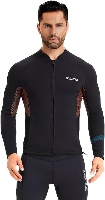 ZCCO Wetsuits Top Jacket 1.5mm Neoprene Suits Women Men Wetsuit Jacket Long Sleeve Dive Scuba Wet Suit Shirt Front Zip Wetsuits Shirts Vest for Spearfishing,Snorkeling,Surfing