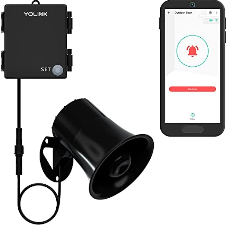 YoLink Outdoor Security Siren & Smart Alarm Controller Kit - Loud 110 dB, Wireless, Battery-Powered, 14 Mile Range, Android-iOS App, Alexa, Google, IFTTT, Home Assistant, Hub Required!