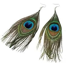 Peacock Feather Earrings Bohemia Handmade Feather Dangle Drop Earrings for Women Jewelry