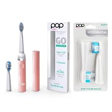 Pop Sonic Electric Toothbrush (Pastel Pink) Bonus 2 Pack Replacement Heads - Travel Toothbrushes w/AAA Battery | Kids Electric Toothbrushes with 2 Speed & 15,000-30,000 Strokes/Minute