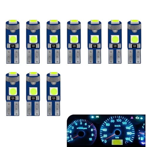 10 PCS T5 LED Bulbs, 74 73 37 2721Instrument Cluster Lights, 12V Bright 3030 SMD Automotive LED Replacement Bulbs, for Car Dashboard Indicators light blue