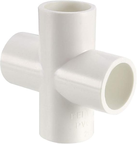 sourcing map PVC Pipe Fitting 4 Way Cross Schedule 40 20mm Socket Tee Corner Fittings White