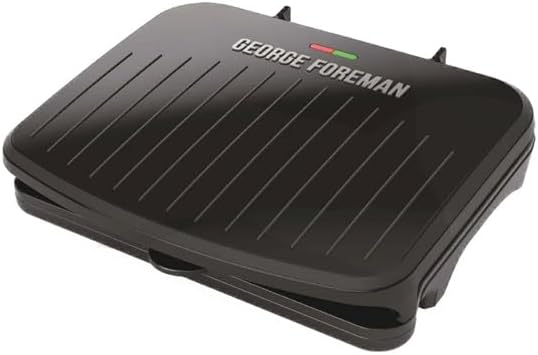 George Foreman Family Grill & Panini Press, Ceramic Nonstick | PFAS-free ceramic grill with adjustable angle, removable drip tray and family-size cooking surface.