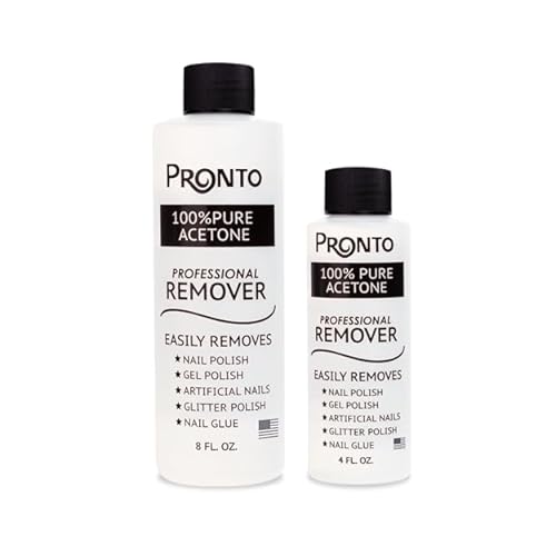 Pronto 100% Acetone Gel Nail Polish Remover - Gel Polish Remover for Nails | Acetone Nail Polish Remover & Acrylic Nail Remover for Removal of Glue, Gel & Dip | Gel Nail Remover, 12 Fl oz