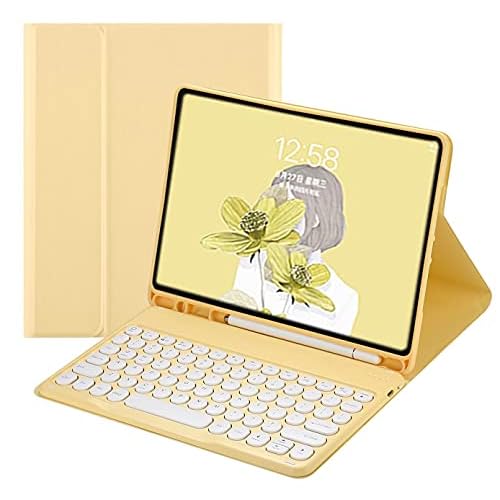 HENGHUI Keyboard Case for iPad 9th 8th 7th Generation 10.2 iPad Air 3rd GeniPad Pro 10.5 Cute Round Key Wireless Detachable BT Color Keyboard Cover Yellow