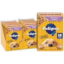 Pedigree Chopped Ground Dinner Wet Dog Food Pouches with Hearty Chicken, 3.5 oz Pouches, 16 Count