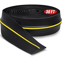 Pangda 30 ft Universal Garage Door Bottom Threshold Seal Strip Weather Stripping Replacement Rubber Waterproof DIY Weatherproof Garage Door Threshold Seal Strip, Not Include Sealant, Black
