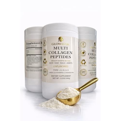 Multi Collagen Peptides Powder Types I, II, III, V & X Hydrolyzed Collagen Supplement for Hair, Skin, Nails & Joint Support Unflavored Daily Collagen for Women & Men