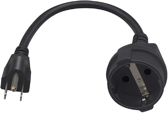 5-15P to Euro CEE7/7 Short Power Cord Plug,Toptekits US 3-Prong NEMA5-15P Standard Plug to CEE 7/7 Schuko European Female Socket Power Cord,EU US Plug Adapter, 16AWG,1ft/0.3m (5-15P to Schuko)