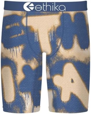 Ethika Mens Boxer Brief, Knee Length, 4-Way Stretch Performance Underwear with Graphic Prints Simplicity