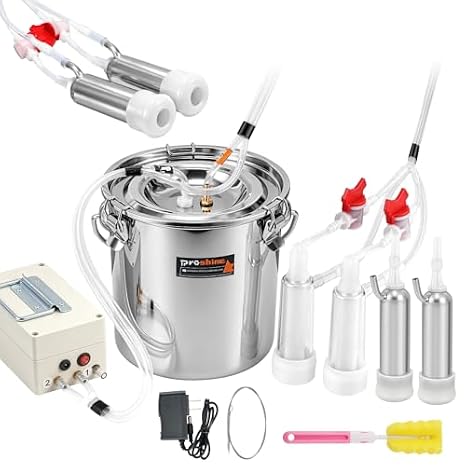 2 in 1 7L Electric Milking Machine with 4 Cow Teat Cups & 2 Goat Teat Cups