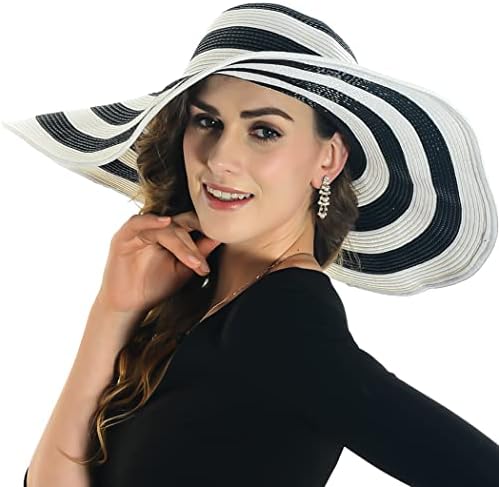 Noble Straw Wide Brim Hat Floppy Beach Sunhat with White Brim