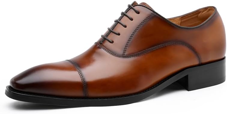 DESAI Mens Dress Shoes with Genuine Leather in Classic Formal Oxford Leather Shoes for Men