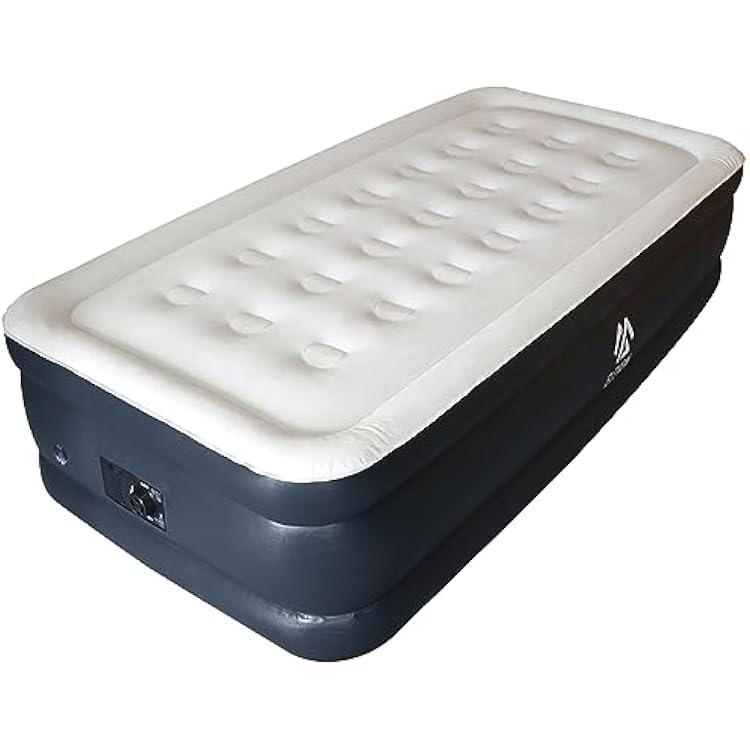 Elevon Air Mattress with Built in Pump - Luxury Double High Inflatable Bed for Home, Travel & Camping, NavyWhite, Twin, 20 High