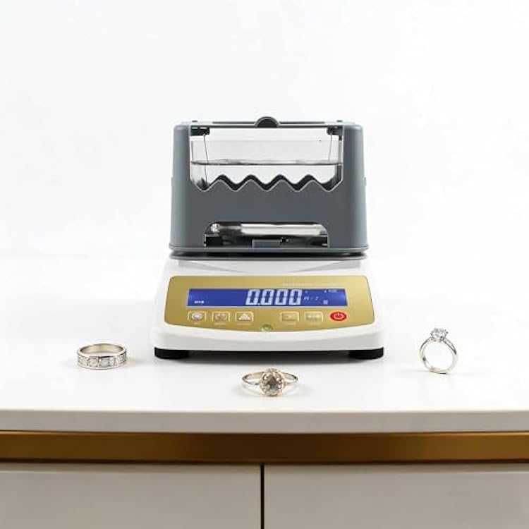 Digital Gold and Silver Tester Machine, 0.001gCm3 Accuracy Gold Tester for Gold, Platinum, Palladium, JewelryPawn ShopRefinery Precious Metal Tester 300g