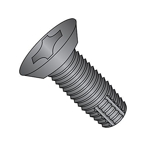 Small Parts 1108FPUB Steel Thread Cutting Screw, Black Oxide Finish, 82 Degree Flat Undercut Head, Phillips Drive, Type F, #10-32 Thread Size, 12 Length Pack of 100