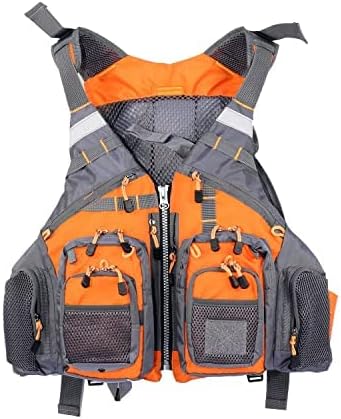 JKSPORTS Fly Fishing Vest, Fishing Safety Life Jacket for Swimming Sailing Boating Kayak Floating Multifunction Breathable Backpack for Men and Women Vest/Kayak