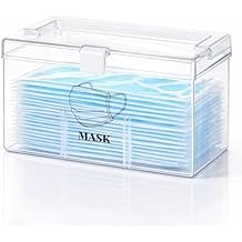 Face Mask Dispenser Box with Handle Countertop Mask Storage Box Holder Dust-Proof Mask Storage Case for Disposable Emesis Bag, Shoe Cover and Hairnet for Home Office Car Clear